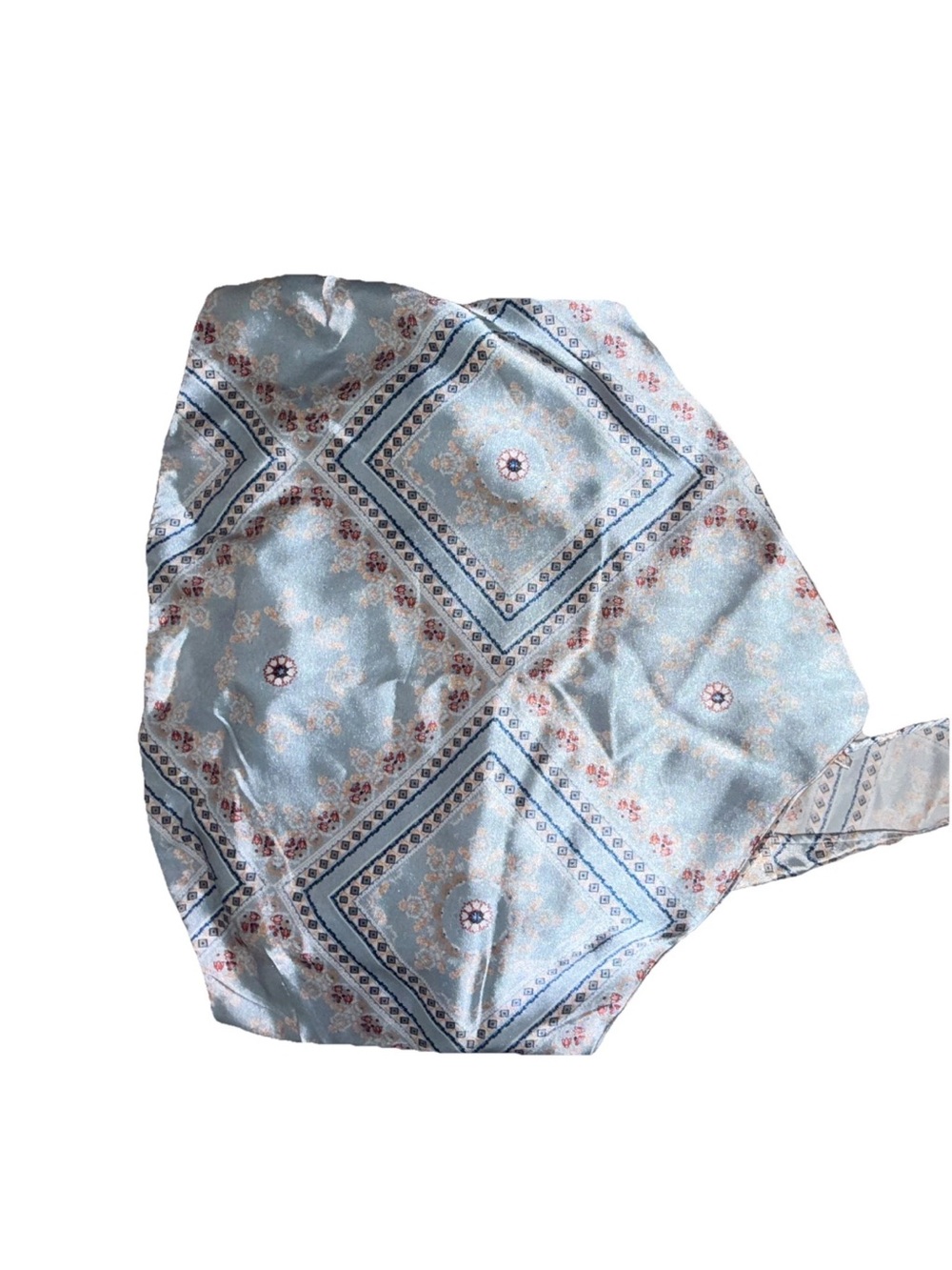 Light Blue Floral Diamond Print Women's Blouse